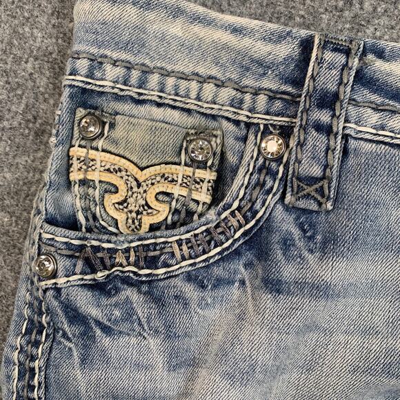 Rock Revival Womens 25 Denim Ella Low Rise Stretch Embellished Pockets Capri - Picture 5 of 12